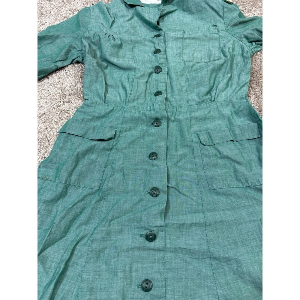 Girl Scouts Dress Uniform Girls XS Green Excellent Vintage Cotton Button Front - Picture 7 of 13